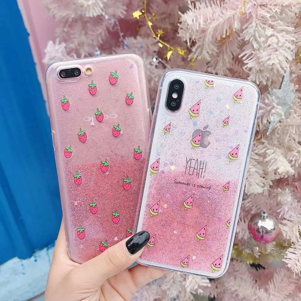 Летние модные блестящие звезды фруктов Телефон чехол для iphone 8 плюс 6 6s 7 plus x 10