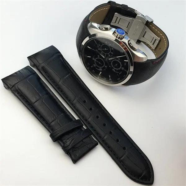 black noclasp Натуральная телячья кожа ремешок для часов Tissot COUTURIER T035 T035617/627 T035439 ремешок для наручных часов 22/23/24 мм щетка с пряжкой - Цвет ремешка: black noclasp