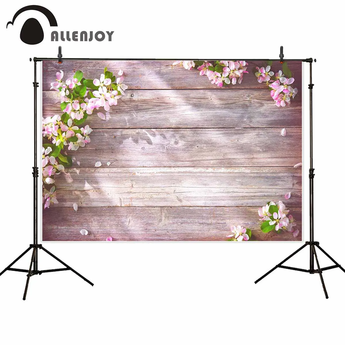 Allenjoy весенние фоны для фотосъемки розовый цветок деревянный пол стена фон