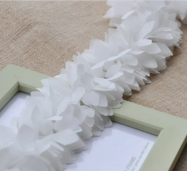 2 ярдов/партия 3D шифоновое с цветочным кружевом лепестки плиссированные крючком