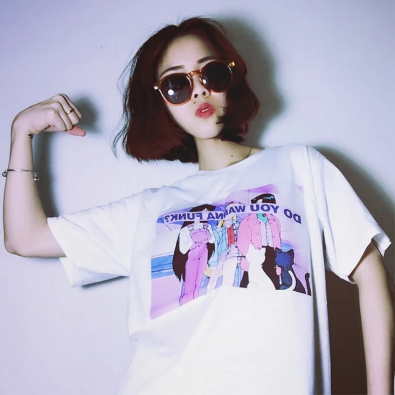 Женская футболка с коротким рукавом круглым вырезом и принтом|women t-shirt|moon printt-shirt