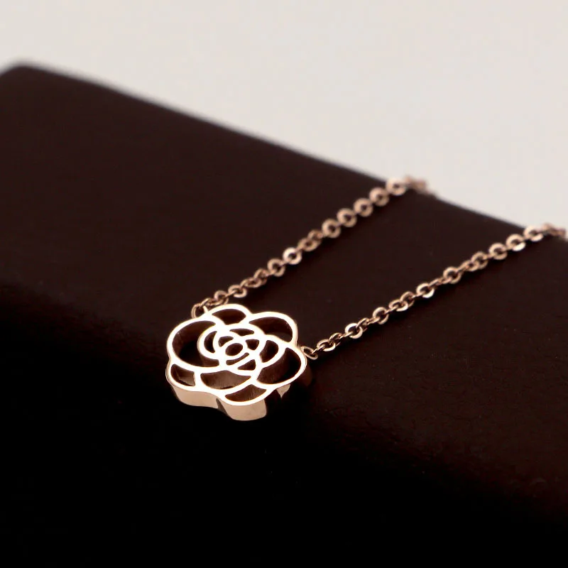 Женское ожерелье с подвеской цветы из нержавеющей стали|Ожерелья подвеской| |