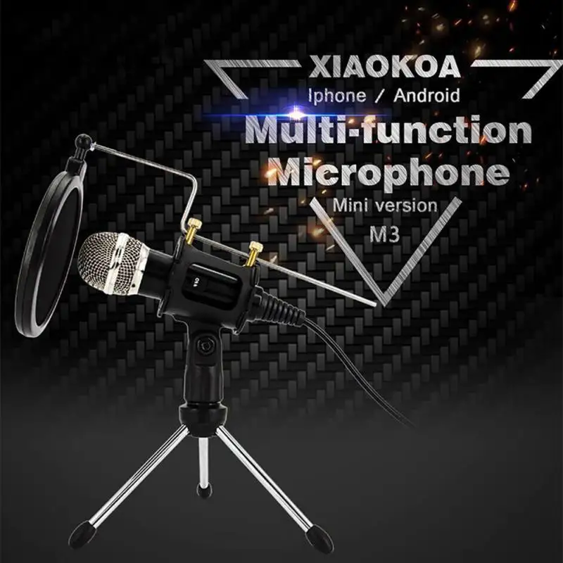 Мини настольный конденсатор микрофон Plug and Play Home Studio Podcast Запись для домашнего ПК