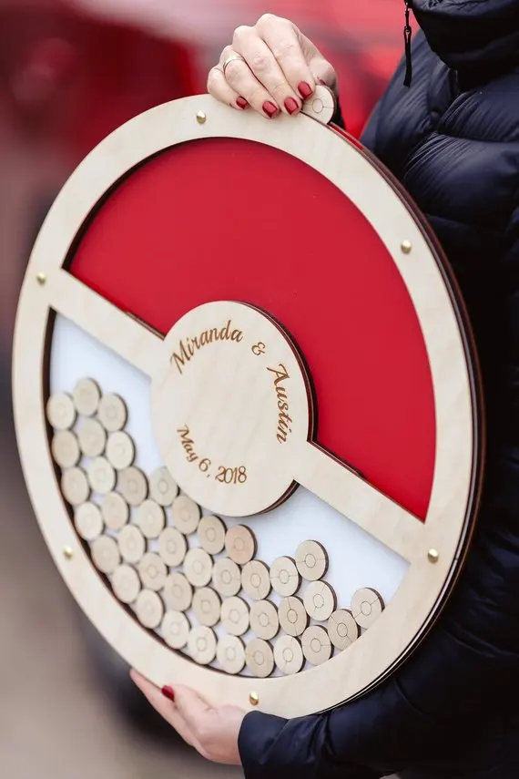 Персонализированная книга с покемоном для гостей на свадьбу деревянная коробка