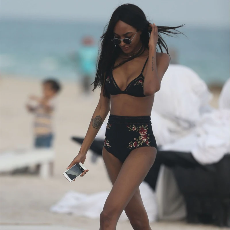 Летнее бикини женское с цветочным принтом сексуальный купальник вышивкой