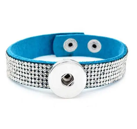 Женский Многослойный кожаный браслет стразы 8 цветов 18 мм|button bracelet|snap button