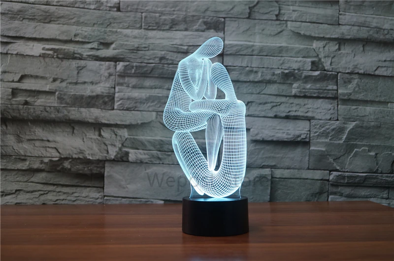 Акриловые 7 цветов Изменение 3D светодиодный ночник медитация двойной Йога