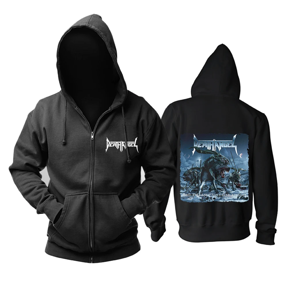 Черная толстовка с капюшоном и надписью death angel | Мужская одежда