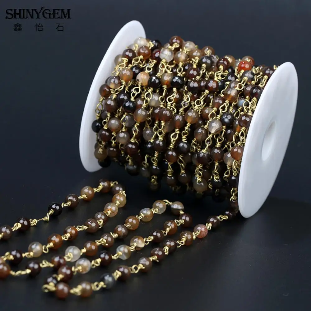ShinyGem 6 мм коричневые Агаты цепочки из бисера кофе ограненный природный камень