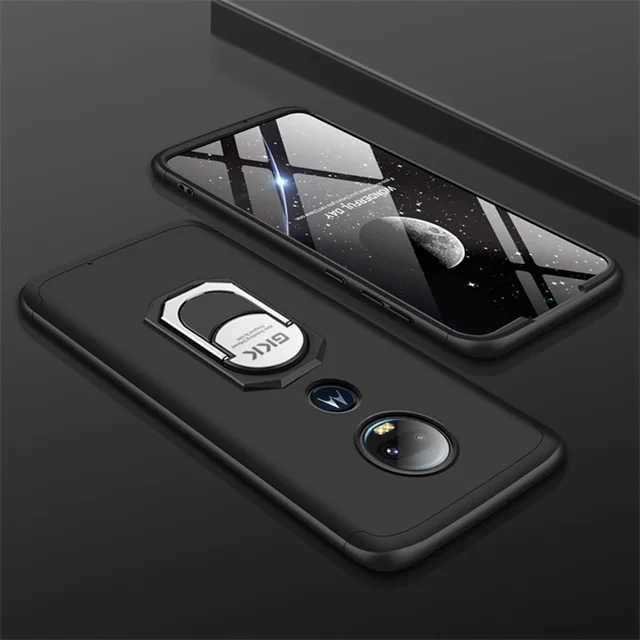 black Чехол для Motorola Moto G7 Plus, роскошный защитный чехол с магнитным кольцом, противоударный чехол для MOTO G5s Plus G7 G6 - Цвет: black