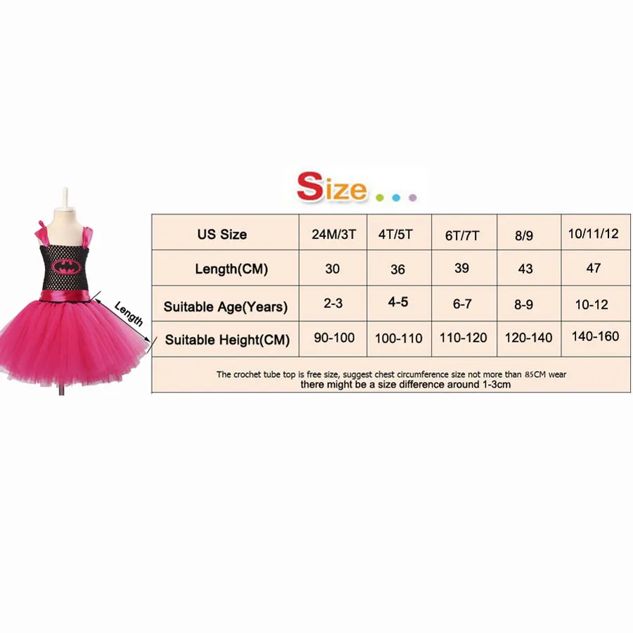 Bat Girl Halloween Costume Girls Hot Pink Tutu Dress with Mask Kids Super Hero Cosplay Fancy Vestidos Baby | Детская одежда и