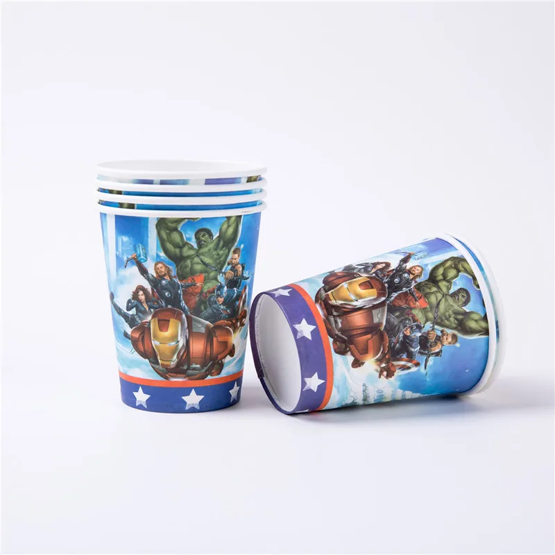 Cup 6 Pcs Супер Герой Тема Мстители одноразовые бумажные салфетки баннер скатерть стакан с соломинкой тарелки детский душ день рождения принадлежности - Цвет: Cup 6 Pcs