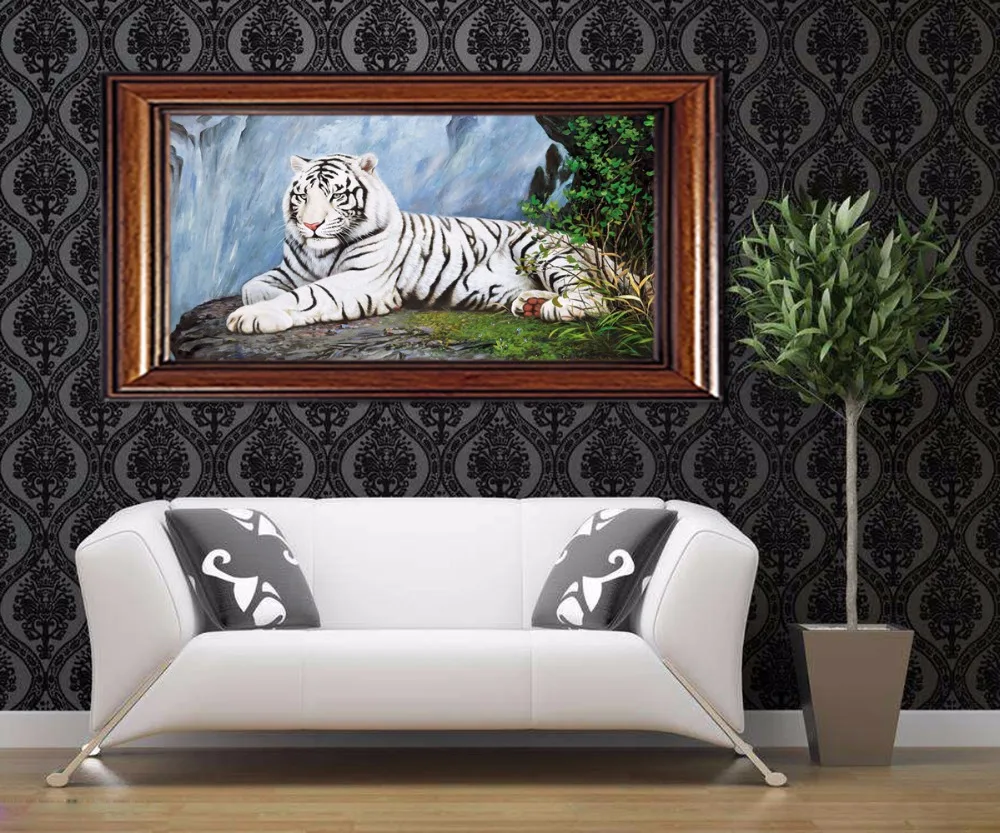 OUYIJIA White Tiger Diamond Embroidery 5D Diy Diamond Painting Cross Stitch Mosaic Full Square Home Paintings Hobbies Crafts