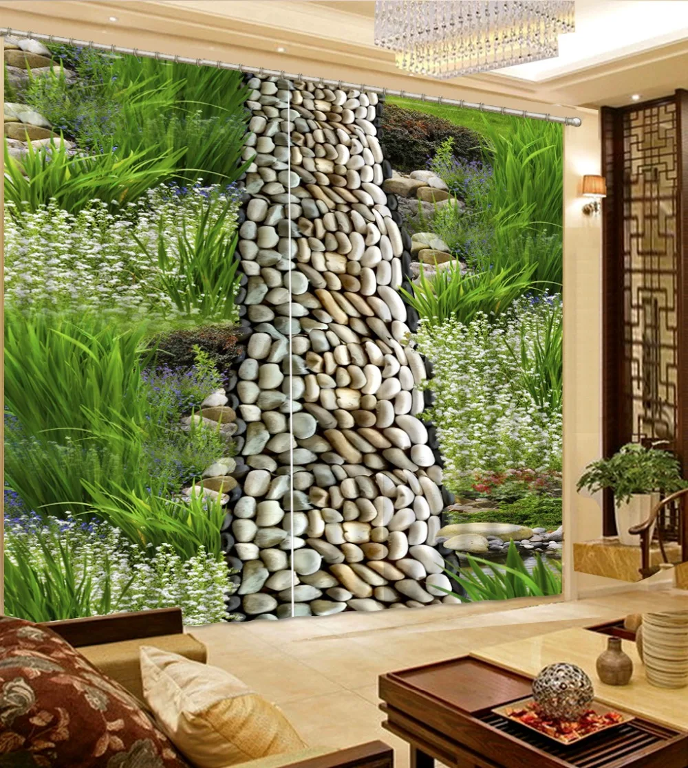 Cobblestone grass 3d curtains customize bedroom living room new style curtain window | Дом и сад