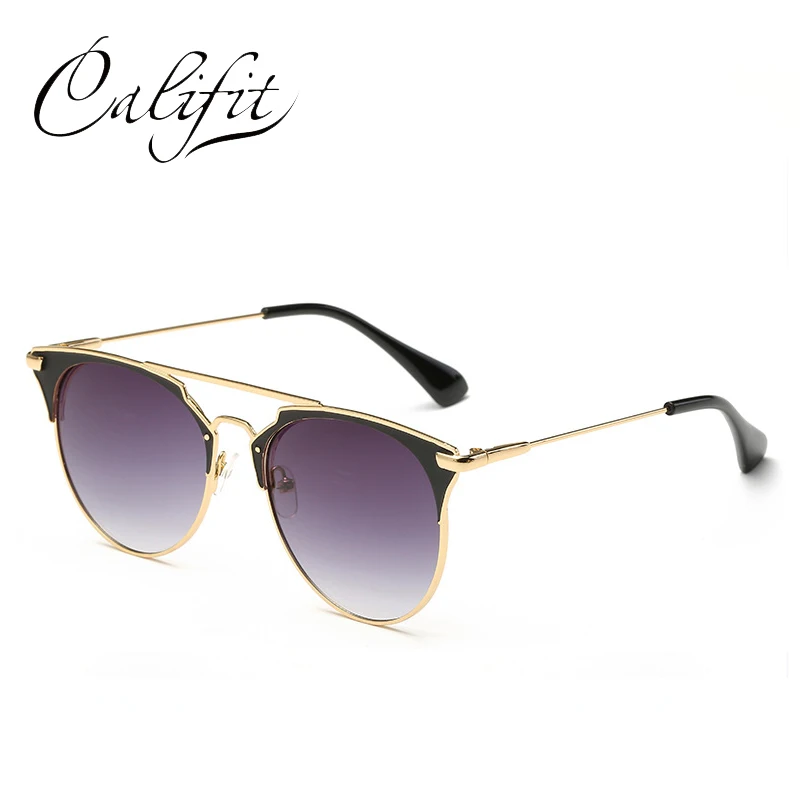 CALIFIT модные трендовые пилотные солнцезащитные очки для женщин с заклепками