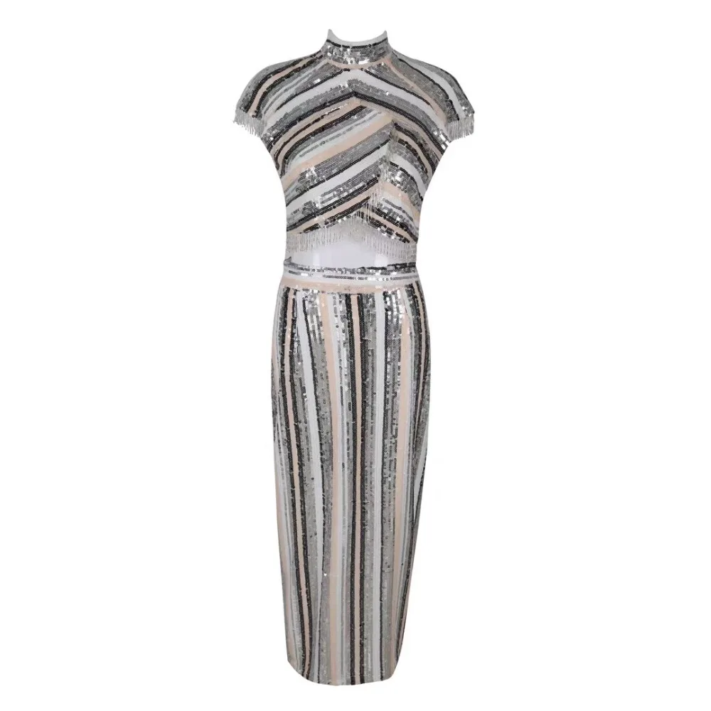2019 New Arruval Sequin Tassel Short Suits Dress Celebrity Sexy Bodycon Night Club Vintage Fashion Long | Женская одежда