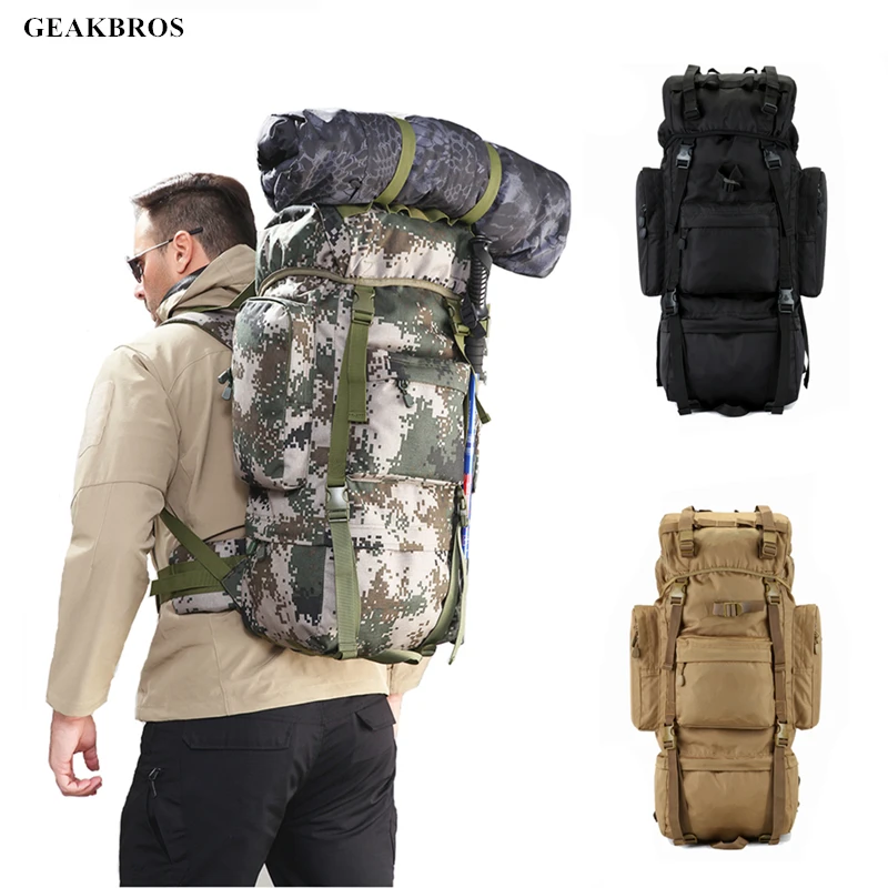 Kopen 70L Tactische Rugzak Outdoor Sporttas Militaire Klimmen Wandelen Camping Jacht Rugzak Waterdichte Slijtvaste Nylon Tas