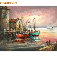 chenistory sunset sailing boat diy painting by numbers wall art picture canvas painting modern home decor for living room 40x50