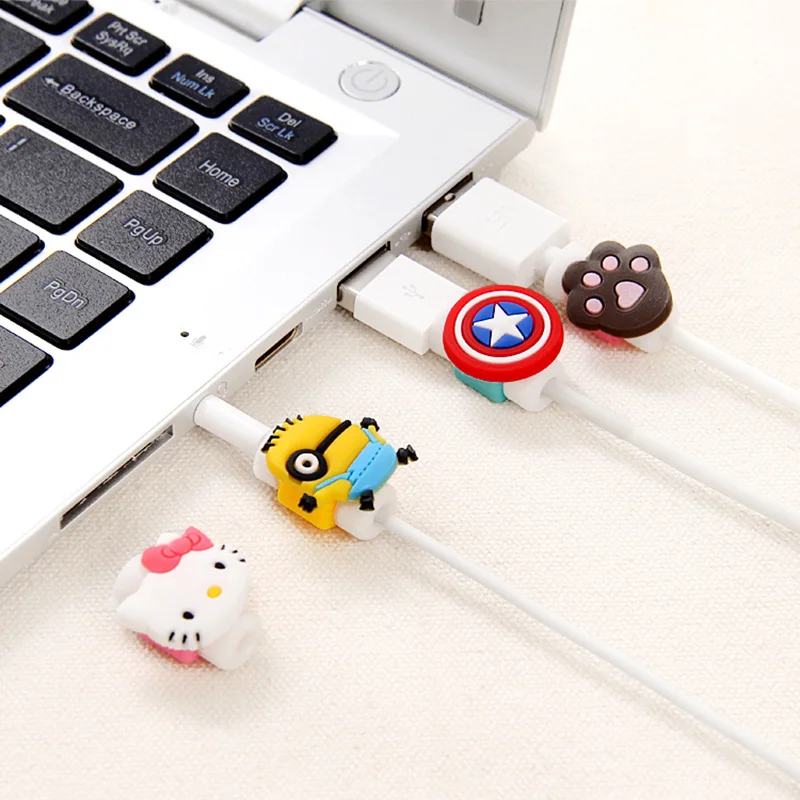 Случайный Модный милый мультяшный защитный чехол для кабеля USB Apple Iphone зарядное