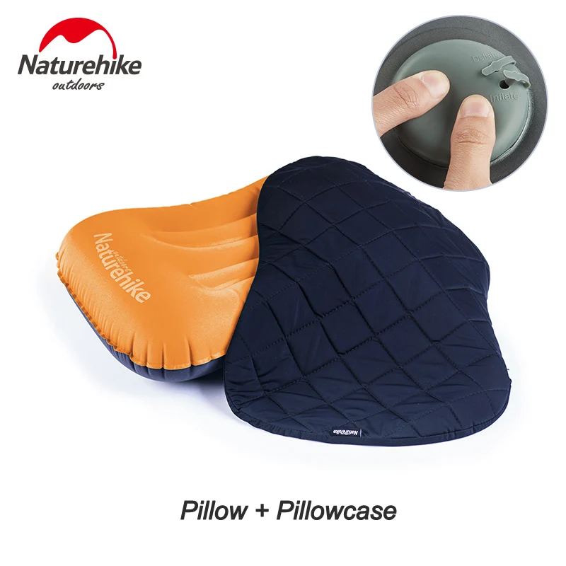 Orange Pillowcase 2 Naturehike Air надувная подушка Сверхлегкий Портативный ручной Пресс Открытый Подушка путешествия подушка для шеи складной походный туристический коврик - Цвет: Orange Pillowcase 2