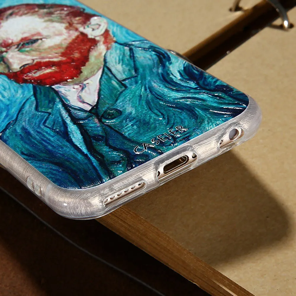 Caseier художественным принтом 3D помощи чехол для iPhone X 8 7 Plus 6 6S 5S 5 SE тиснением сзади