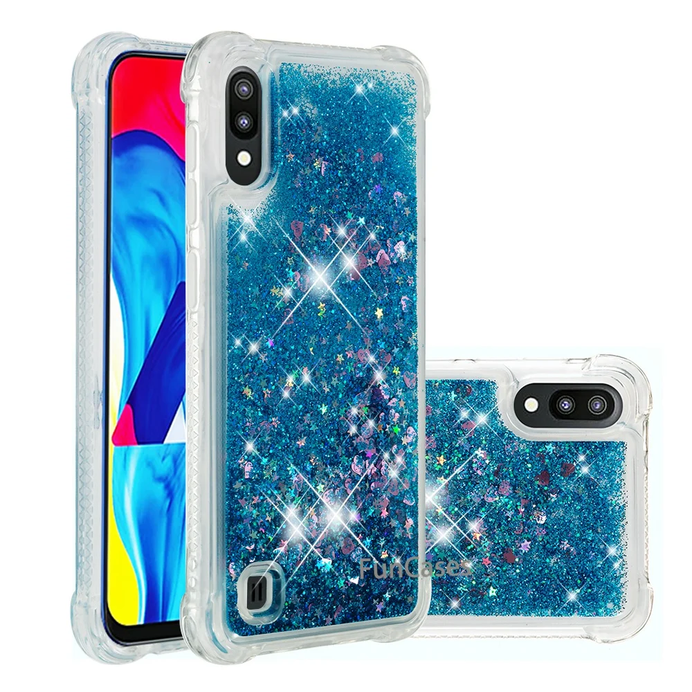 Модные блестящие сердца для samsung Galaxy M10 чехол A10 диаманта Bling жидкий песок