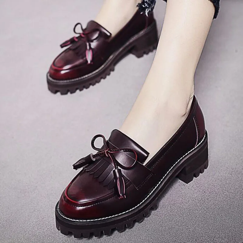 Женские весенние туфли-лодочки красные черные коричневые повседневные туфли на