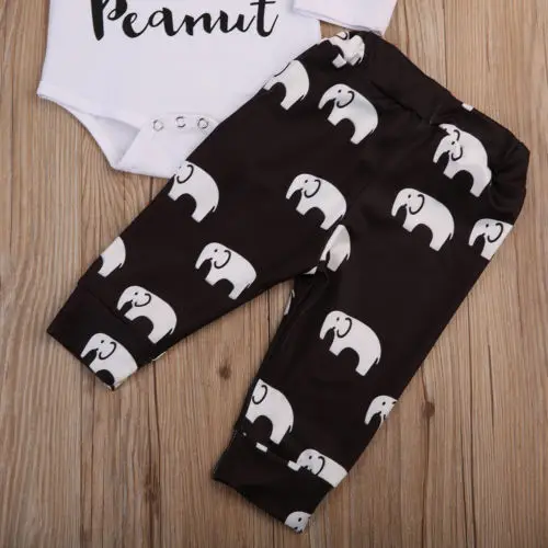 Newborn Infant Baby Boys Girls Little Peanut Romper Long Pants Outfits Clothes Toddler Girl Boy Clothing Set 2PCS Cotton Brief | Детская