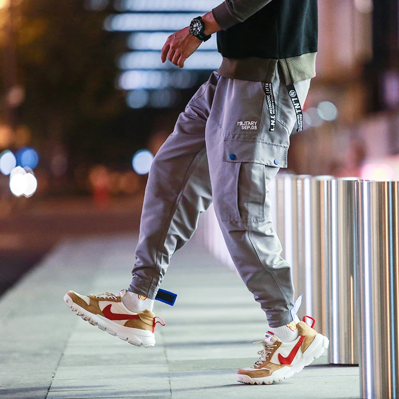 YASUGUOJI New 2019 spring korean fashion men streetwear pants cargo loose harem ankle banded | Мужская одежда