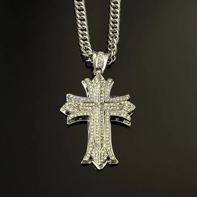 35“ цепочки из золота серебряные кресты мужские колье ювелирное крупные подвески