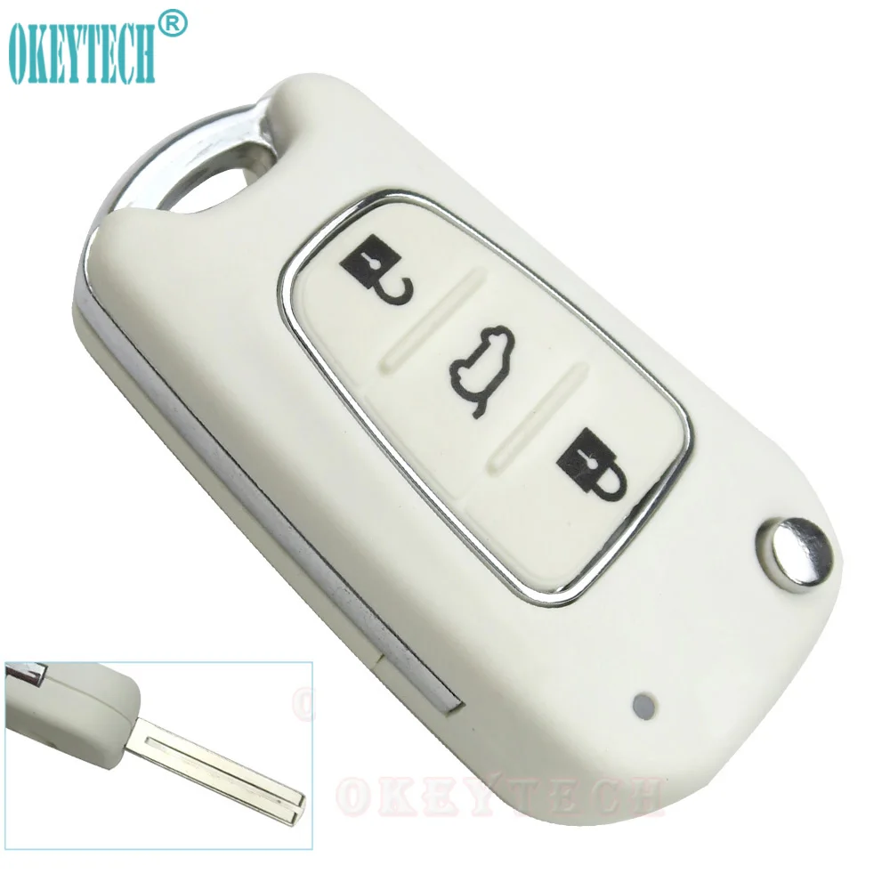 OkeyTech Белый флип чехол для KIA Sportage K2 K3 K5 Hyundai Blank Uncut Blade 3 кнопочный БЕСКЛЮЧЕВОЙ вход