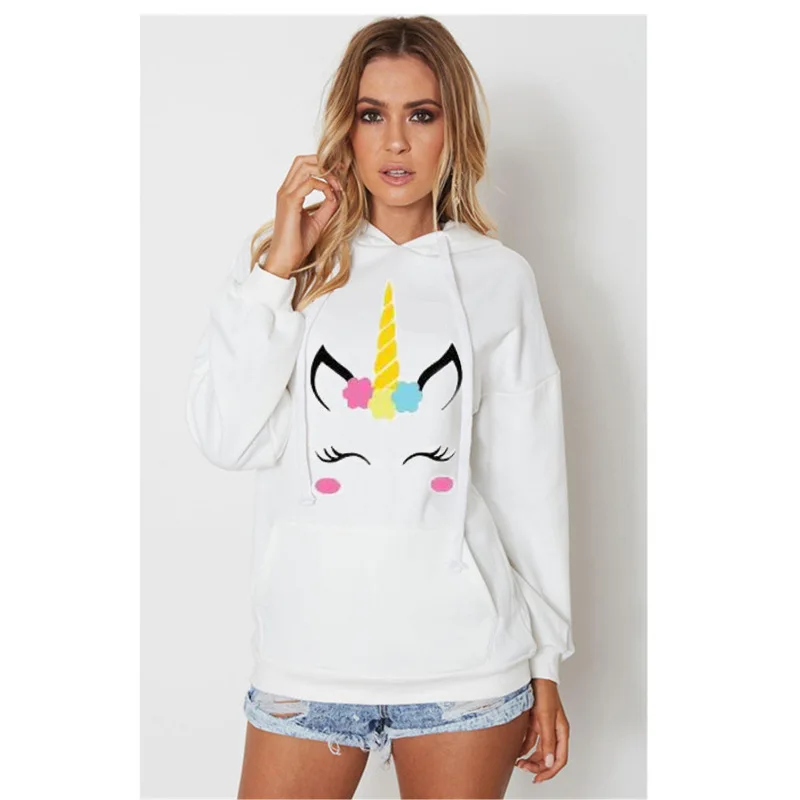 Women Sweatshirts Harajuku Hooded Womens Cute Cat Velvet Hoodies White Cartoon Fleece Tops |