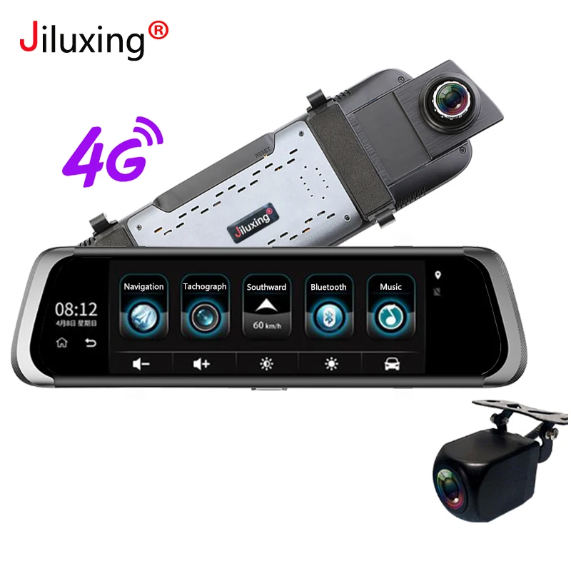 Jiluxing D06S 1" 4G Автомобильный видеорегистратор 1080P gps-навигация автомобильные камеры зеркало Android WIFI Bluetooth Две камеры видеорегистратор ночного видения