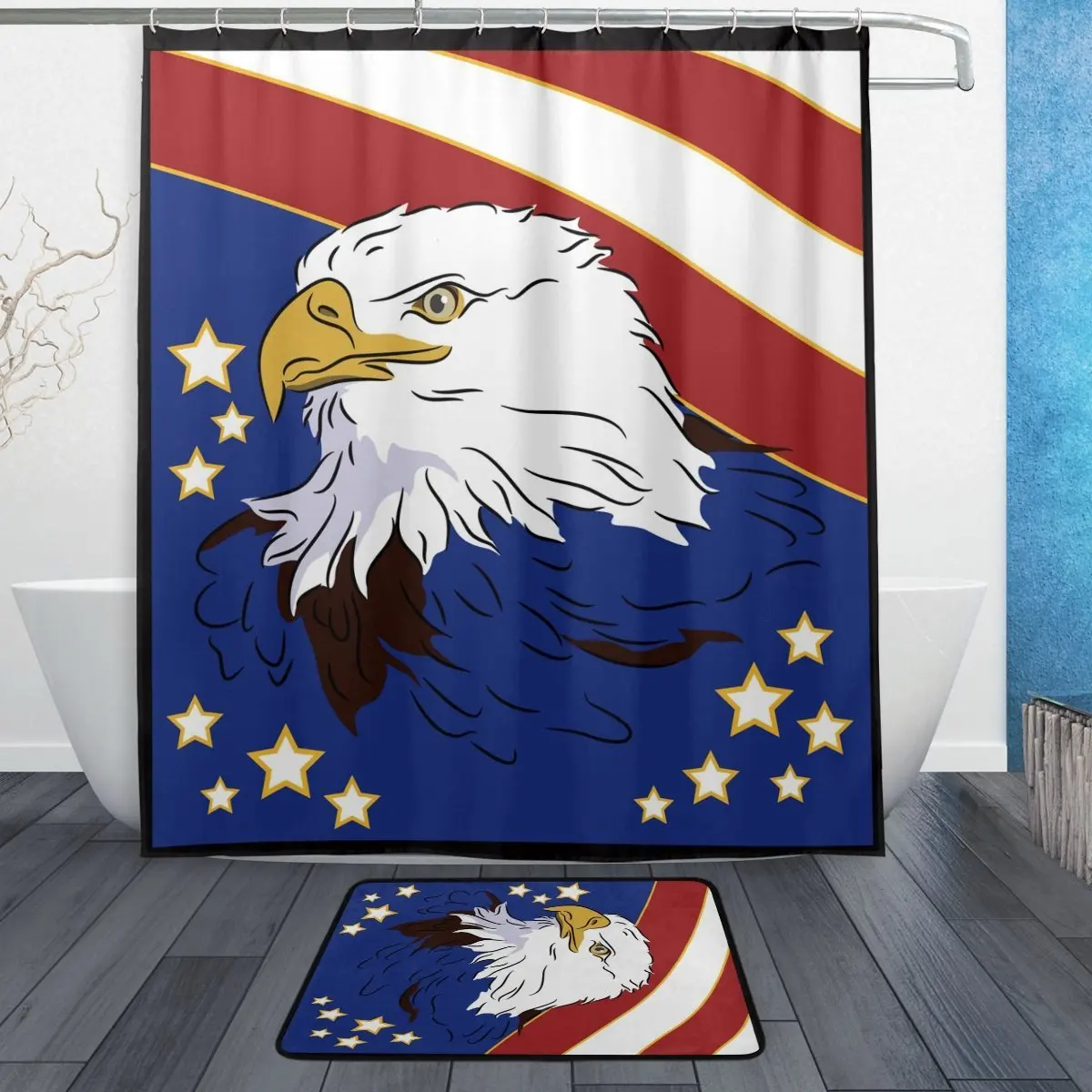 Американский флаг США индепенс день душ занавес и мат набор патриотический