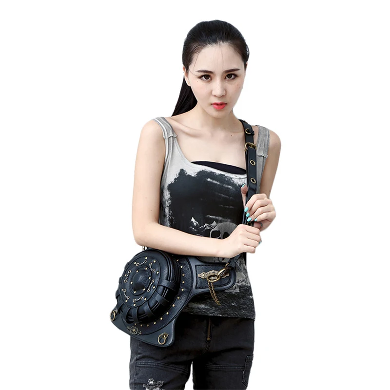 Рюкзак в стиле стимпанк сумки круглый плечо кляп Готический Поясная Сумка черный