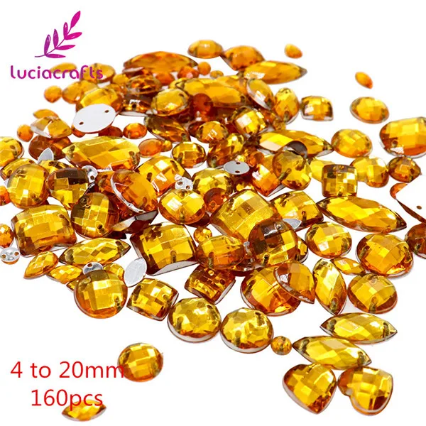 Golden Yellow 160pcs Lucia crafts смешанные формы прозрачные пришитые стразы с плоской задней частью Хрустальные стеклянные камни Одежда DIY украшения аксессуары D1105 - Цвет: Golden Yellow 160pcs