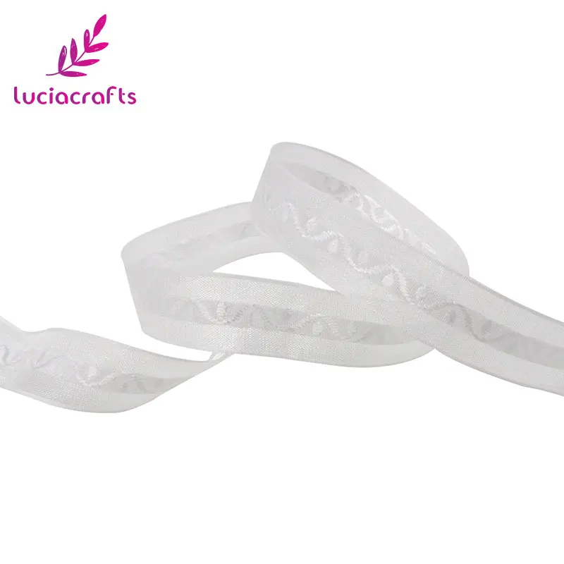 White 5y Lucia crafts 20 мм однотонные вышитые ленты из органзы DIY для обертывания волос Лук отделка Швейные материалы 5 ярдов/партия P0302 - Цвет: White 5y