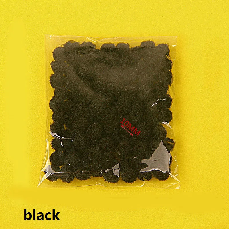 B02 black 100 шт./лот, помпон 10 мм, разноцветные мягкие шарики-помпоны, меховой плюшевый шар, сделай сам, ручная работа, свадебные, для украшения дома, вечерние принадлежности, 75Z - Цвет: B02 black