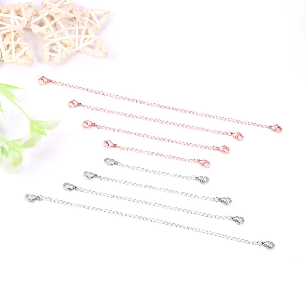 LUXUSTEEL Расширенный удлинительные цепочки 2 дюйма/3 дюйма/4 дюйма/6 дюймов розовое золото серебро цвет 8 шт./компл. Extender звено цепи делая выводы