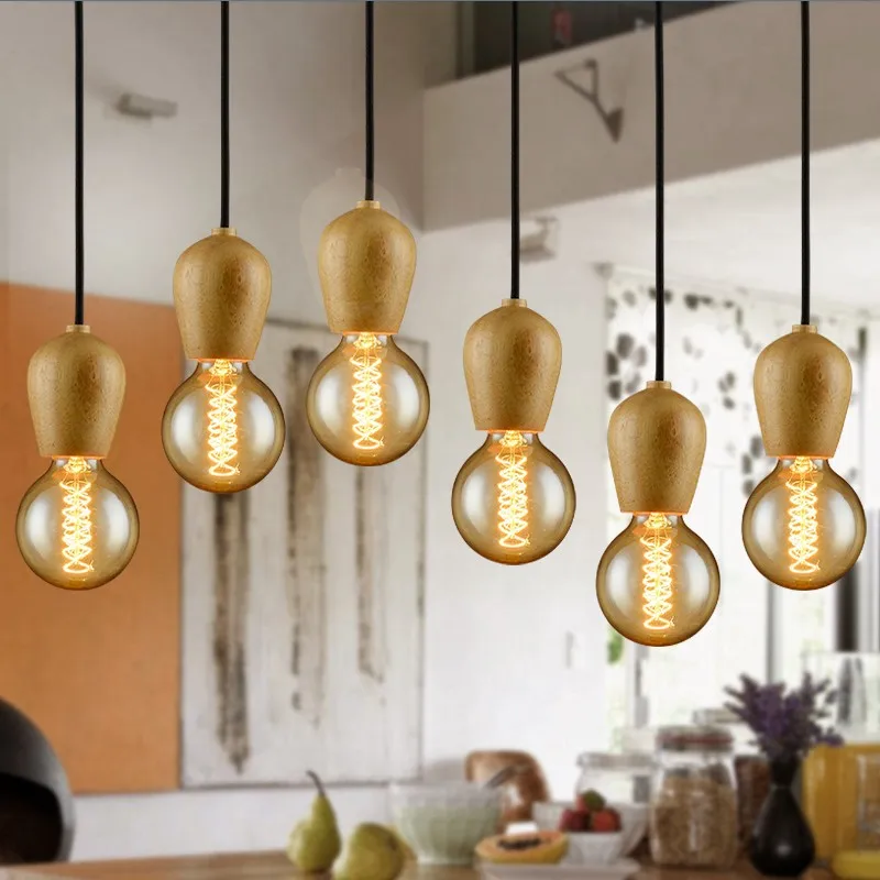 Современного один оригинальный деревянный подвесной светильник s в стиле ретро