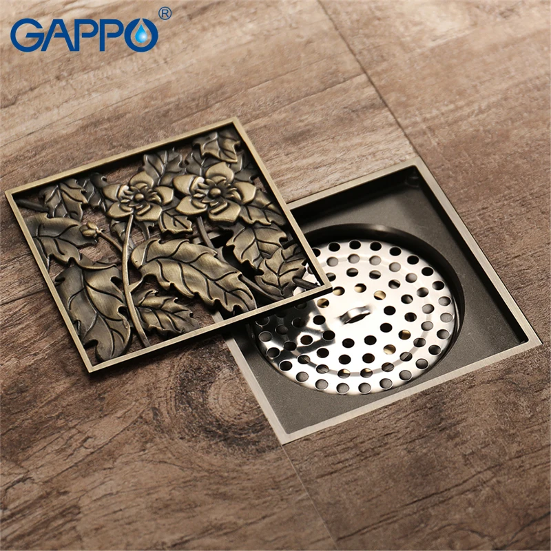 

GAPPO Drains square Art Carved bath shower drain strainer bathroom floor cover stopper anti-odor waste drainer