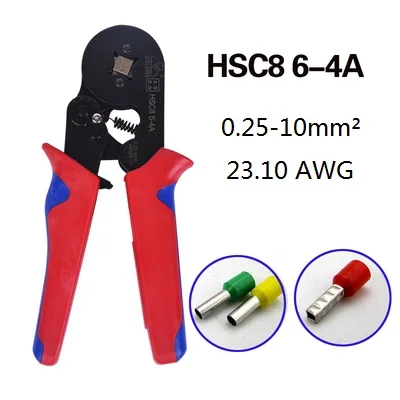HSC8 6-4A Обжимные плоскогубцы, инструмент, щипцы для проводов, контактный разъем, обжимные плоскогубцы, 0,25 мм-6 мм, AWG23-10 диапазон проводов - Цвет: HSC8 6-4A