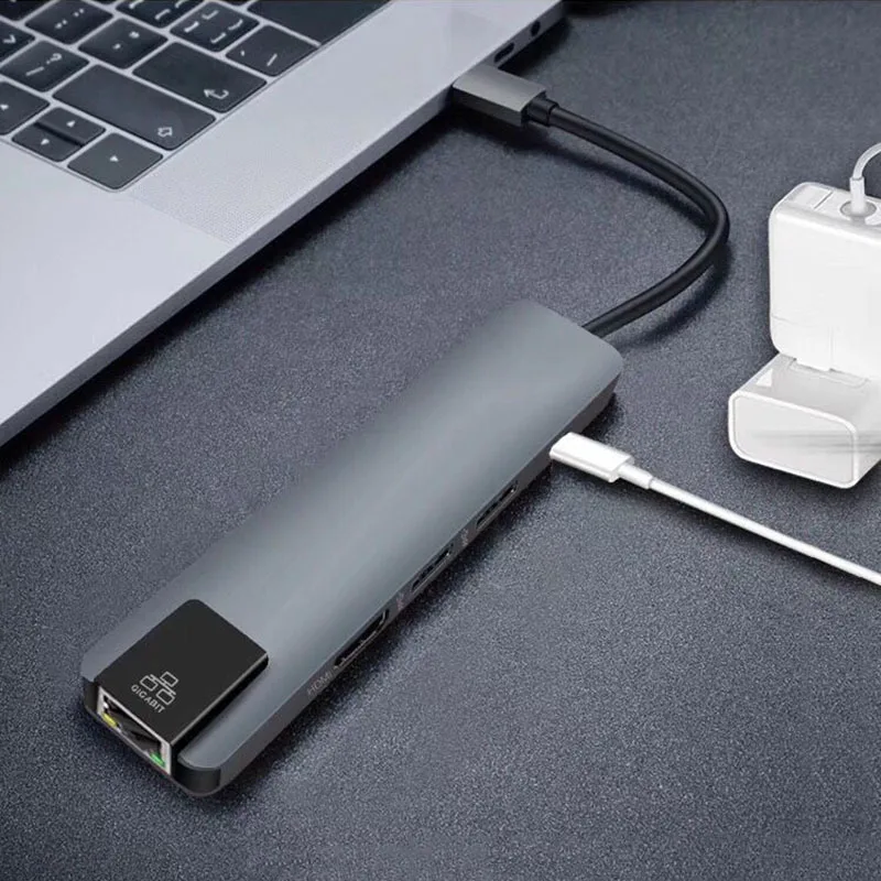5 в 1 конвертер с портом Ethernet Type C на гигабитный + концентратор HDMI 4K PD для ПК ТВ