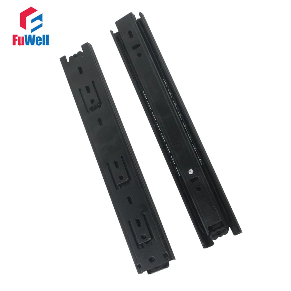 Runner 40mm Width Black Cold-rolled Steel Ball Bearing Sliding Rail For Furniture Cabinet