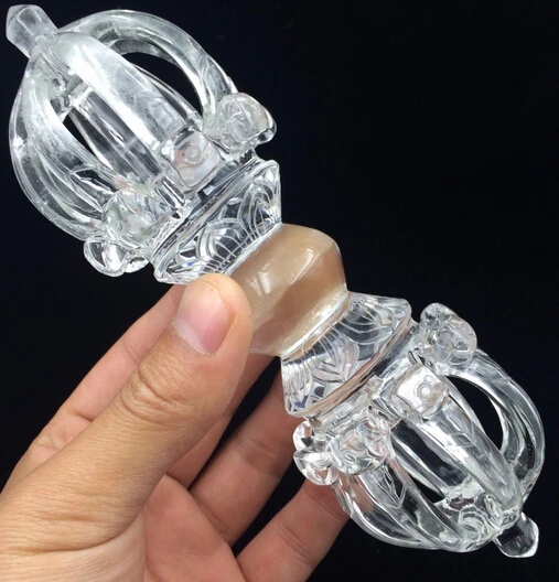 SUIRONG---410+++ Large Size 318 Grams Vajra Dorje Clear Natural Quartz Crystal Carving Art |