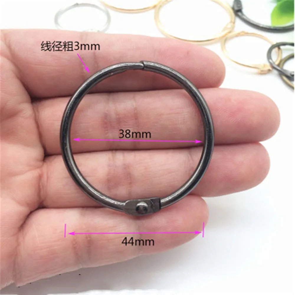 38mm black 5 шт. золотой из листового металла переплет книги шарнирные кольца 30-38 мм брелок DIY альбом-ежедневник Застежка-кольцо офисные связывающие принадлежности - Цвет: 38mm black