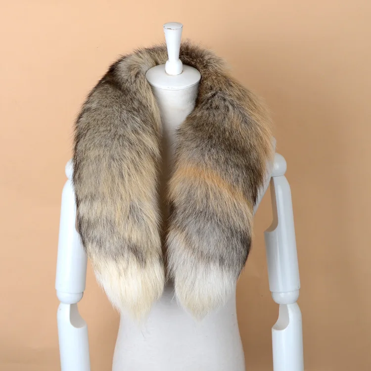 Men Women Genuine Fox Fur Scarf 100% Real Natural Fox Fur Collar Scarves Wraps Good Quality Fur Ring Muffler images - 6