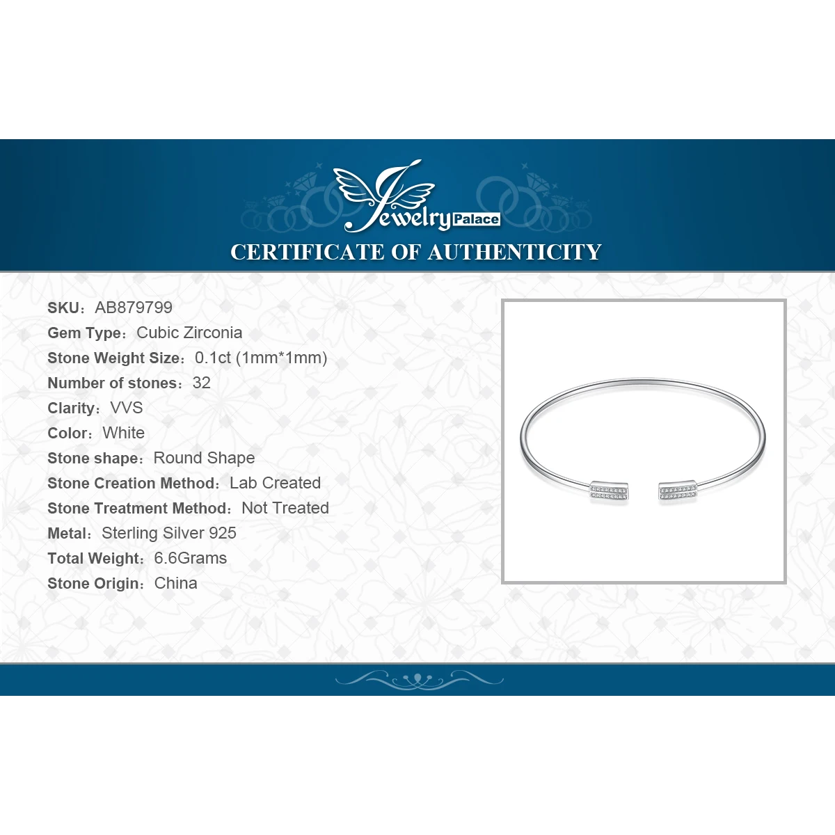 JewelryPalace стерлингового серебра 925 минималистский кубический цирконий