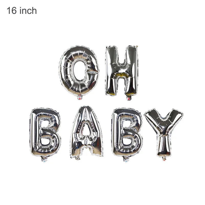 Oh baby silver 1 Набор детских воздушных шаров на день рождения, фольгированные аксессуары для воздушного шара для мальчиков и девочек, вечерние украшения - Цвет: Oh baby silver