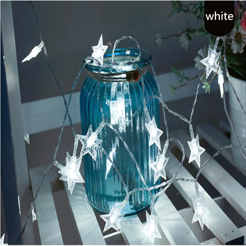 1m star-white 1 м 10 Звездные огни сказочное освещение рождественнской елки украшения люсис привело Decoracion струнные огни Рождественские уличные украшения. Q - Испускаемый цвет: 1m star-white